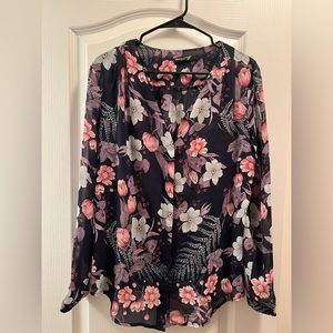 Womens Urban Coco navy blue print blouse - size Large